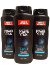 New Lot of 3 Power Stick COOL BLUE WATER 3-in-1 Body Wash, Shampoo, Conditioner - £11.86 GBP