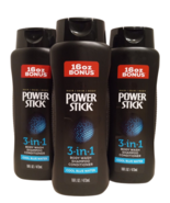 New Lot of 3 Power Stick COOL BLUE WATER 3-in-1 Body Wash, Shampoo, Cond... - £11.67 GBP