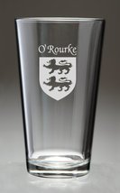 O&#39;Rourke Irish Coat of Arms Pint Glasses - Set of 4 (Sand Etched) - £53.81 GBP