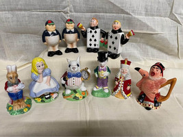 Vintage 2004 Set of 10 Alice in Wonderland Salt &amp; Pepper Shakers - $89.99