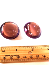 Vintage Purple Lucite Round Clip On Earrings - $15.99