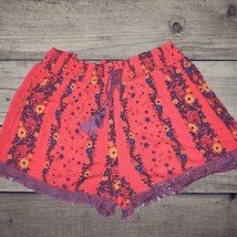 Mudd Smocked Waistband Shorts Juniors Fringe Bottoms Floral Pink NWT Small - £12.19 GBP