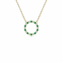 Authenticity Guarantee 
Emerald and Diamond Open Circle Eternity Pendant in 1... - £470.18 GBP