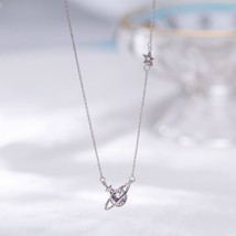 Trendy Cubic Zirconia Saturn Pendant 925 Sterling Silver Chain Necklaces for Wom - £20.26 GBP