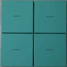 4 Authentic Tiffany &amp; Co. Blue Gift Box White Ribbon Empty Square 6&quot; Boxes Lot - £78.43 GBP