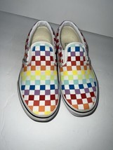 Vans Multicolored Rainbow Checkerboard Slip-On Sneakers Kids Size 3 GREAT SHAPE - $34.99