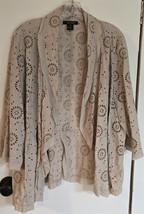 Womens Plus 2X Karen Kane Tan Cotton Eyelet Cotton Open Cardigan Blazer - €16,21 EUR