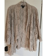 Womens Plus 2X Karen Kane Tan Cotton Eyelet Cotton Open Cardigan Blazer - €16,14 EUR