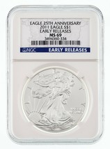 2011 $1 American Silver Eagle Graded by NGC as MS-69 Early Releases - £44.41 GBP