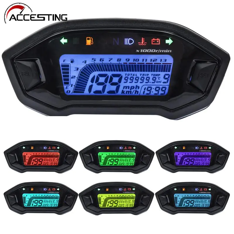 New Universal Motorcycle LCD Digital 13000rpm Speedometer Backlight Motor - £26.58 GBP+