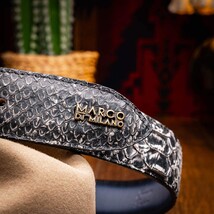 Arkansas Genuine Snake Skin Western Belt Antique Charcoal Gray Newspaper image 6