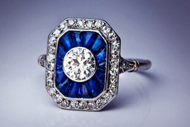 Art Deco Engagement Ring 2.60Ct Round Cut Diamond 14k White Gold Finish Size 8.5 - £88.99 GBP
