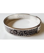 Coach Silver W Black &amp; Brown Animal Print Bangle Bracelet 1/2 Inch New W... - $59.53 CAD