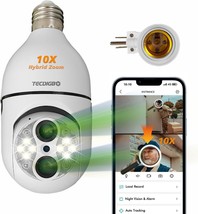 10X Hybrid Zoom Light Bulb Security Camera 2MP Light Socket Security Cam... - £36.55 GBP