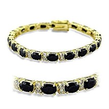 415503 - Gold Brass Bracelet with AAA Grade CZ  in Jet - $96.61 CAD