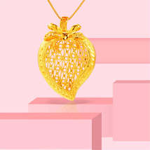 24K Gold-Plated Open Heart Pineapple Pendant Necklace - £12.17 GBP