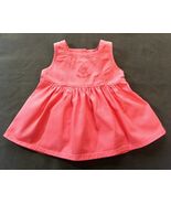 Osh Kosh B'Gosh SunDress Solid coral Cotton Embroidered size 12mos -Vint... - $28.71