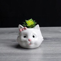 Cute Small White Glazed Ceramic Sheep/Cat Plan Pots - Decorative Pots For Housep - £14.62 GBP