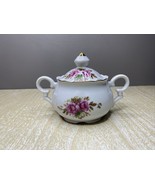 Sugar Bowl With Lid - Lavender Roses Floral Design &amp; Gold Trim Made In J... - £7.47 GBP