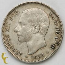 1883 (83) MS-M Spain 5 Pesetas Silver Coin in XF, KM# 688 - $236.45