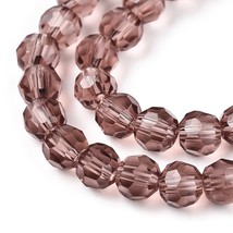 A Transparent Glass Bead lot of 10 Strand Faceted round red 4mm beads R15 - $12.34