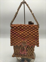 Cute Small Handmade Reed Wicker Wood tone Purse/ Handbag Shape Like A Cottage - £11.85 GBP