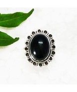 Silver Onyx Ring 925 Sterling Birthstone Ring Handmade Jewelry Gift For Her - £21.30 GBP