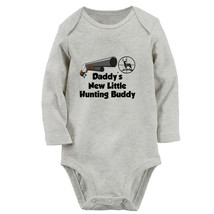 Daddys New Little Hunting Buddy Funny Romper Baby Bodysuit Newborn Long Jumpsuit - £8.78 GBP