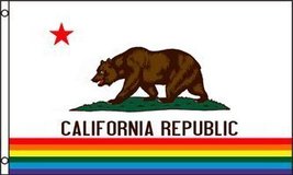 Rainbow Gay Pride California State 5&#39;x3&#39; Flag - £3.90 GBP