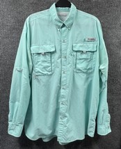VTG Columbia PFG Shirt Men Large Green Button Down Vented Fishing Nylon Outdoor - £15.99 GBP