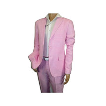 Mens Premium 100% Linen Cocktail Suit by INSERCH Breathable and cool SU880 Pink image 5