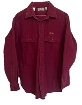 Vintage LL Bean Mens L 16.5 Chamois Cloth Burgundy Wine Shirt Made In US... - $658.58 MXN