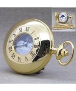 Gold Color Pocket Watch 47 MM Half Hunter Watch Sun &amp; Moon Disc for Men ... - $705.22 MXN