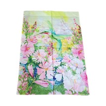 Hummingbirds Garden Flag Large 28" x 40" Wildflowers Floral Pink Cosmos Blue - $18.67