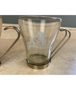 VAN HOUTTE CAFE 8oz Glass Coffee Mug With Bent Metal Wire Handle Lot Of 2 - $17.63 CAD