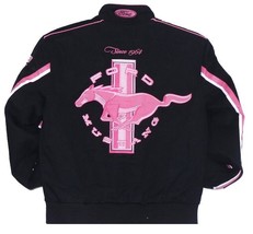 Authentic Ford Mustang Women Cut Cotton Twill Black Pink Jacket JH Design New - $149.99
