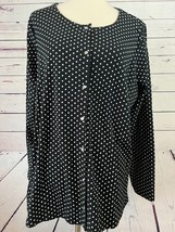 Quacker Factory Cardigan Sweater XL Extra large Black Polka Dots Rhinest... - $29.24