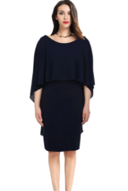 Unomatch Women Short Length Back Slit Batwing Design Party Dress Navy - £30.36 GBP