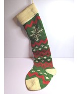 Vintage Christmas Stocking 29&quot; Hand Knit Wool Cove Designs Maine Snowfla... - £78.27 GBP