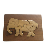 Handmade Wooden Puzzle Elephant Animal African Tray Wood Library Core De... - $517.30 MXN