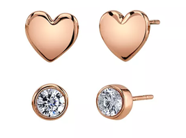 Unwritten Three Pair Silver Plated Earring Set with Rose Gold - £17.21 GBP