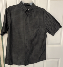 Merona Men&#39;s Short Sleeve Black 1 Pocket Shirt with White Checks Size Me... - £11.03 GBP