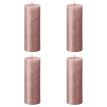Bolsius Rustic Pillar Candles Shimmer 4 pcs 190x68 mm Pink - £16.39 GBP