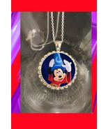 Mickey and the Sorcerers Apprentice 925 silver necklace rhinestones pret... - $19.99