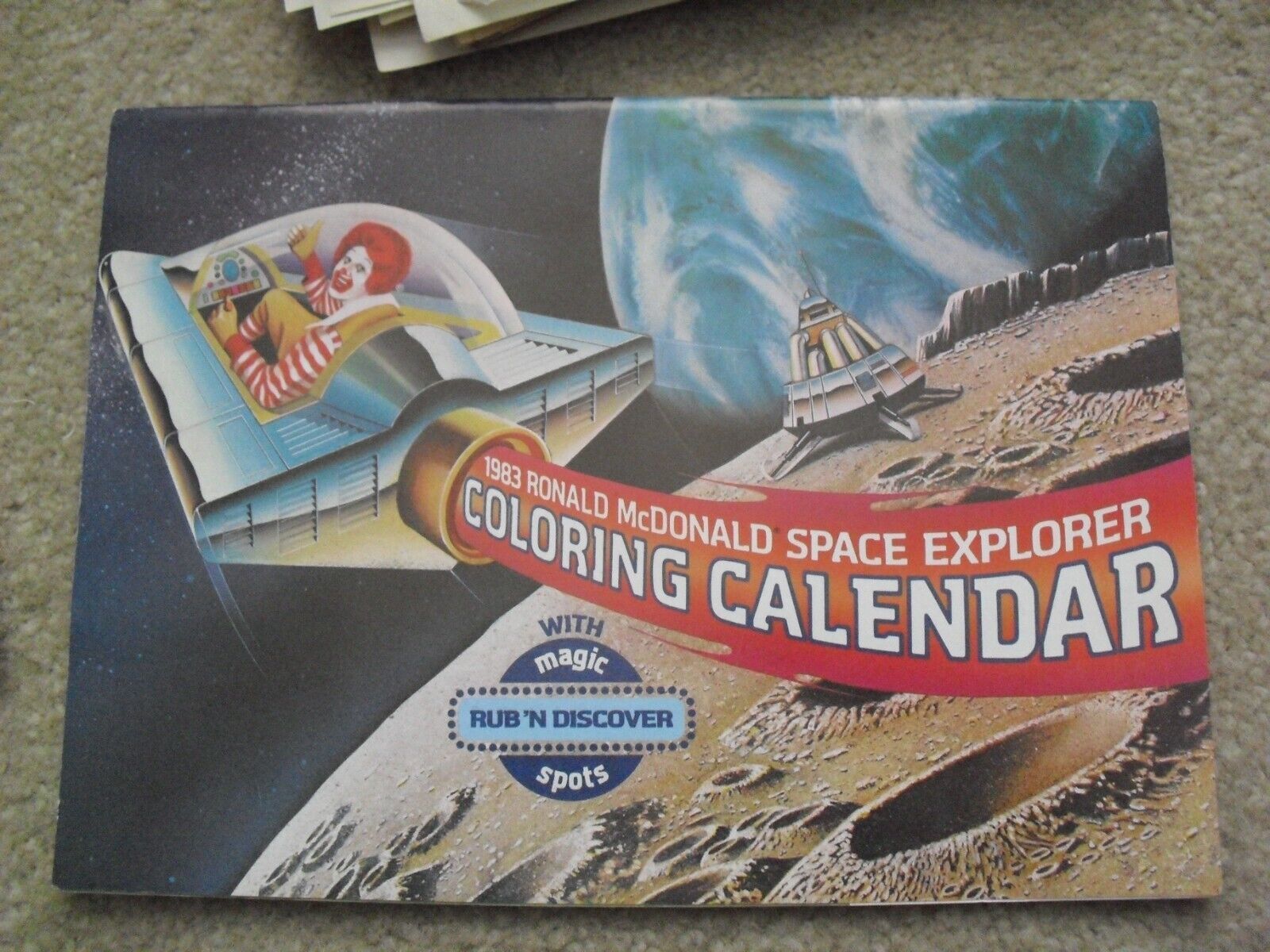 Vintage 1983 McDonalds Space Explorer Coloring Calendar Unused - £16.65 GBP