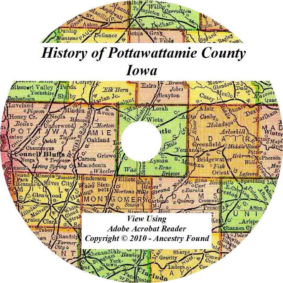 1907 History & Genealogy POTTAWATTAMIE COUNTY IOWA Council Bluffs IA Families