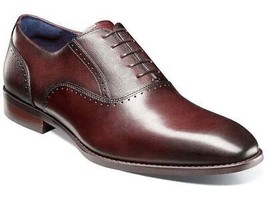 Men&#39;s Stacy Adams Kalvin Plain Toe Oxford Shoes Leather Burgundy 25571-601 - £91.09 GBP