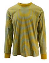 Obey Men&#39;s T-Shirt Yellow &amp; Green Striped Mini Chest Logo L/S (134) - $14.82