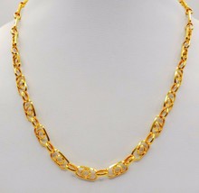 22 Kt Yellow Link Chain With Hallmark Sign Necklace Indian Unisex Jewellery - $2,189.18+