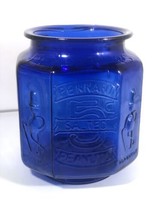 Vintage Large Planters Pennant Mr Peanut Cobalt Blue Glass Jar 5c Store NO LID - £97.87 GBP